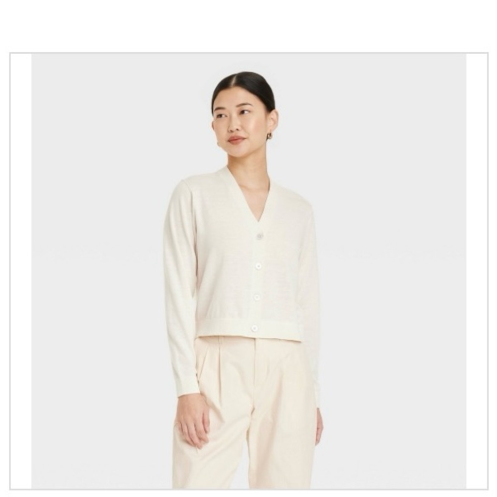 A New Day Women's Button-Front Cardigan Cream Size XL new